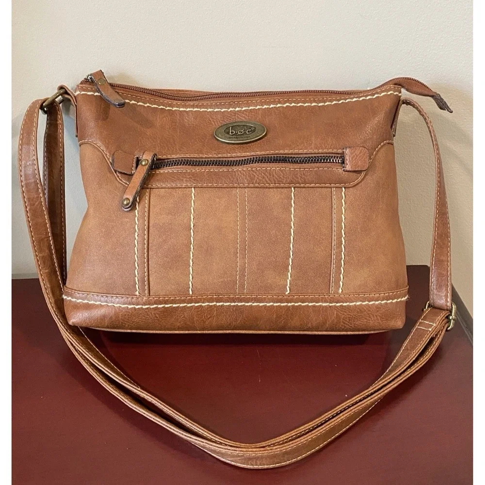 B.O.C Handbag Brown Faux Leather Shoulder Adjustable Strap Crossbody 12x9x3
